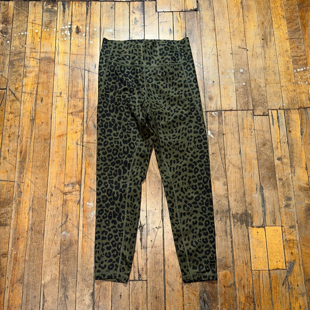 Gapfit Leggings Women's Medium Olive Black Cheetah Print‎ Regular Fit Pull On